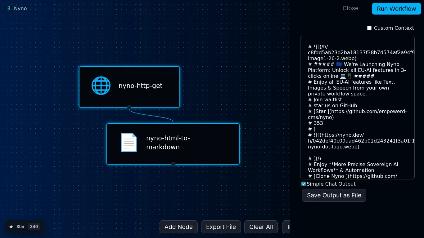 Nyno 7.0 Release: New (simpler) nodes, Lower Memory Usage, Platform Independence and new Rust WASM/msgpack extensions support